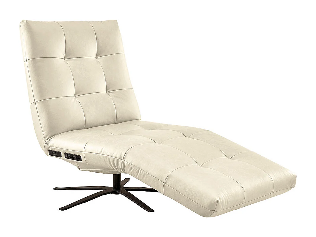 Chaise longue - blanc cuir - LETICIA