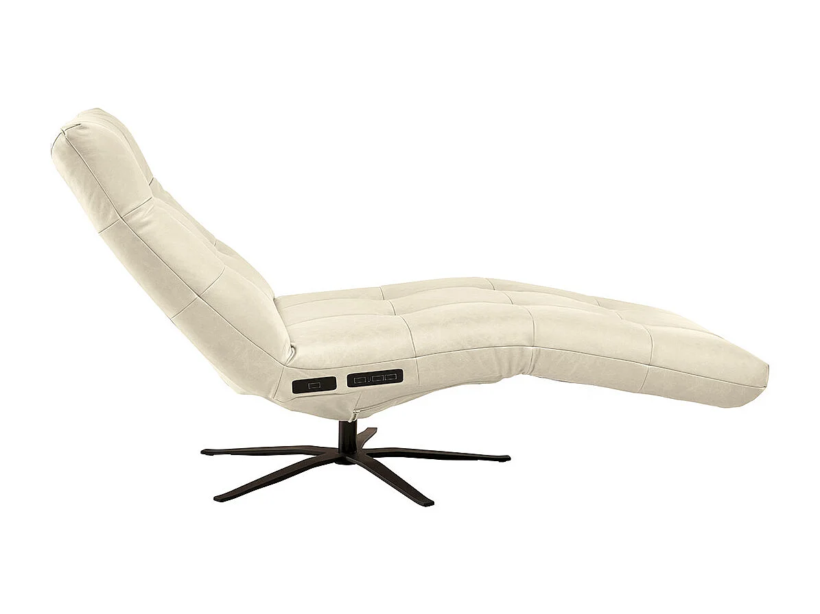 Chaise longue - blanc cuir - LETICIA
