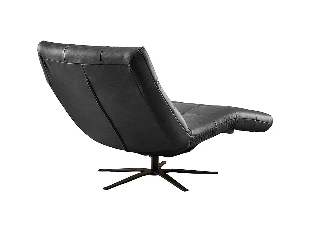 Chaise longue - Noir cuir - LETICIA