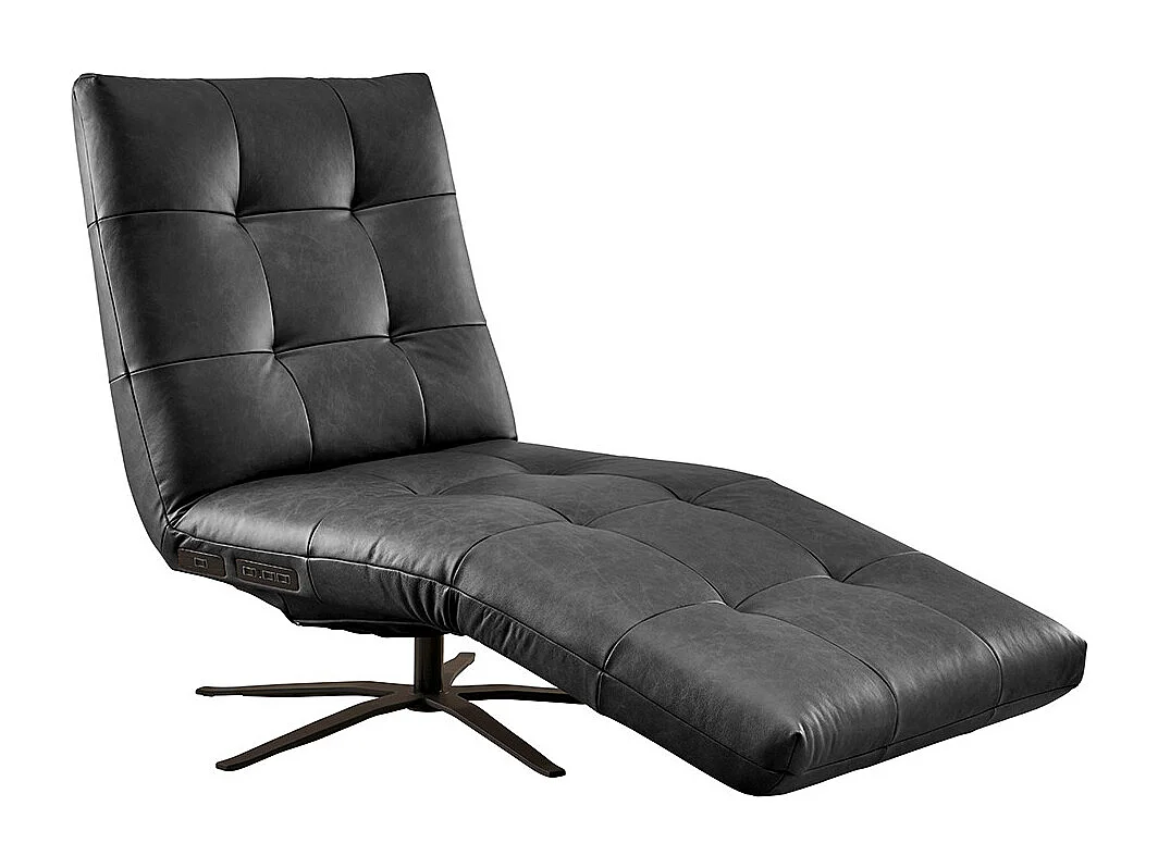 Chaise longue - Noir cuir - LETICIA
