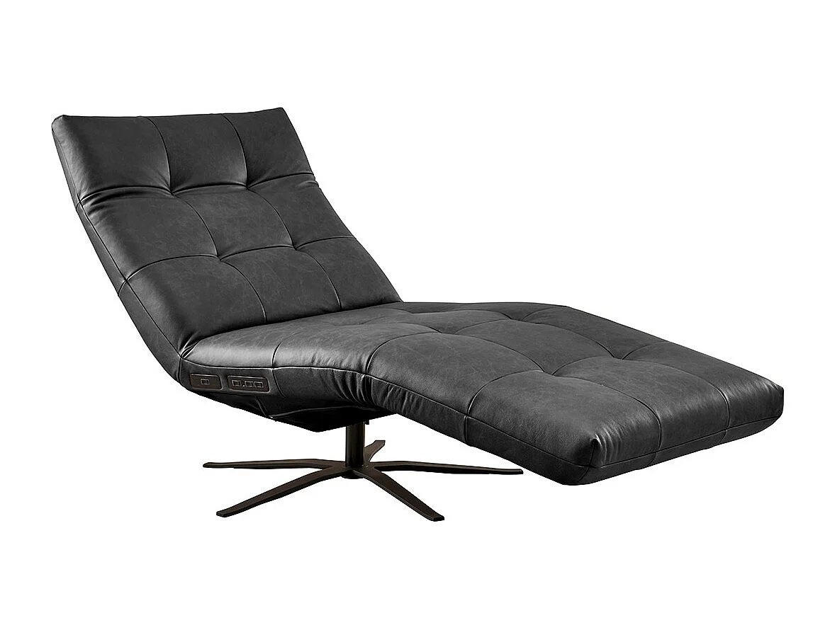 Chaise longue - Noir cuir - LETICIA