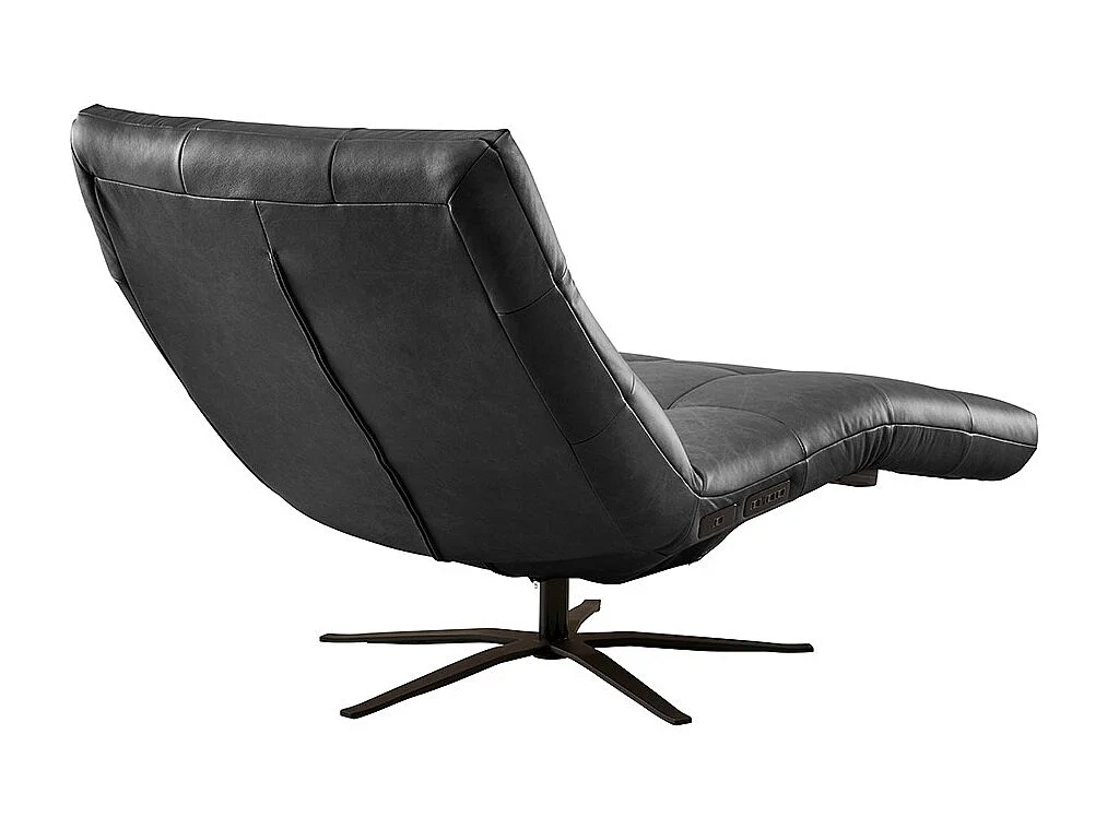 Chaise longue - Noir cuir - LETICIA