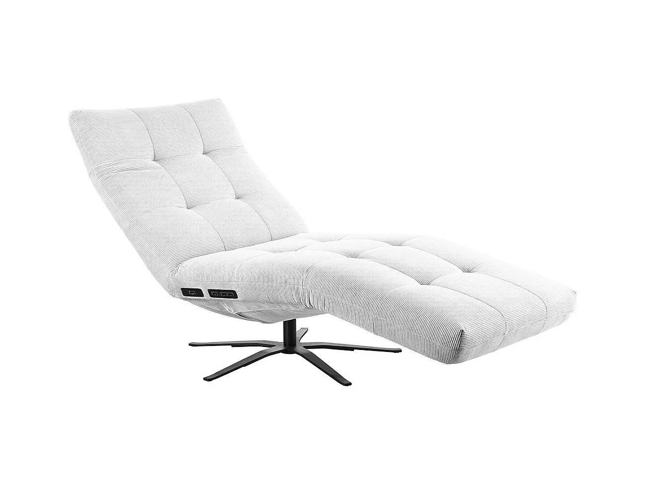 Chaise longue - blanc Velours côtelé - LETICIA