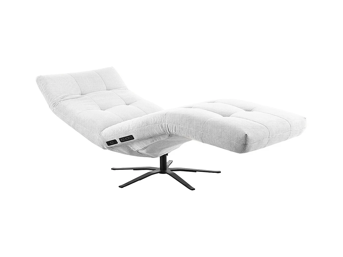 Chaise longue - blanc Velours côtelé - LETICIA