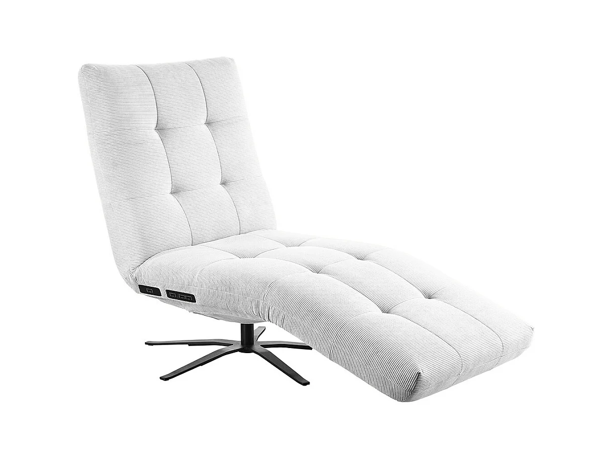 Chaise longue - blanc Velours côtelé - LETICIA