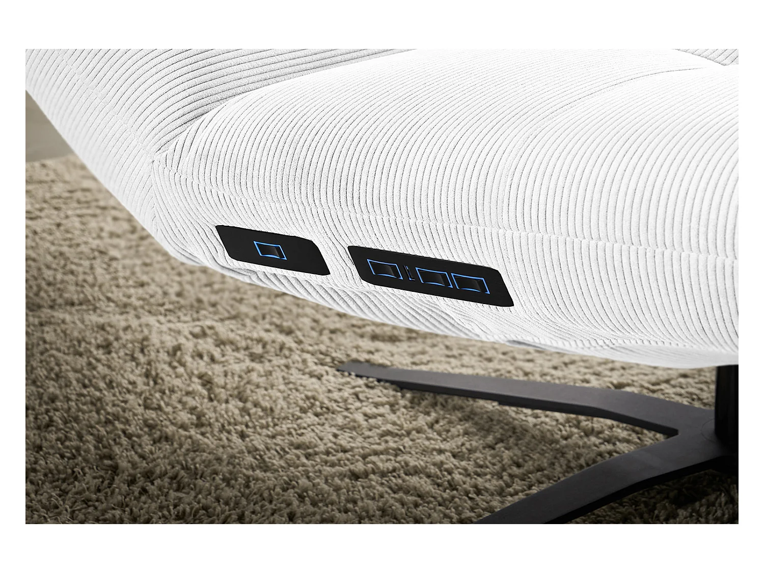 Chaise longue - blanc Velours côtelé - LETICIA