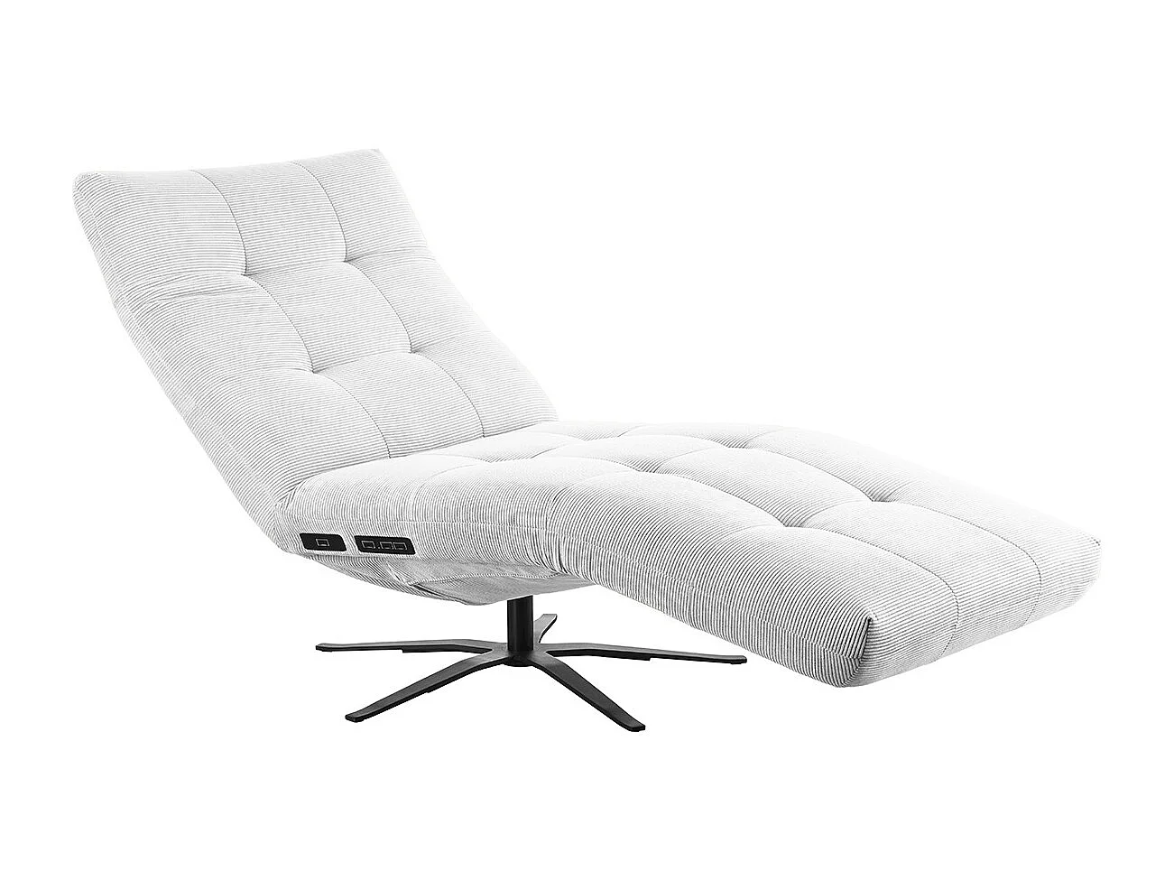 Chaise longue - blanc Velours côtelé - LETICIA