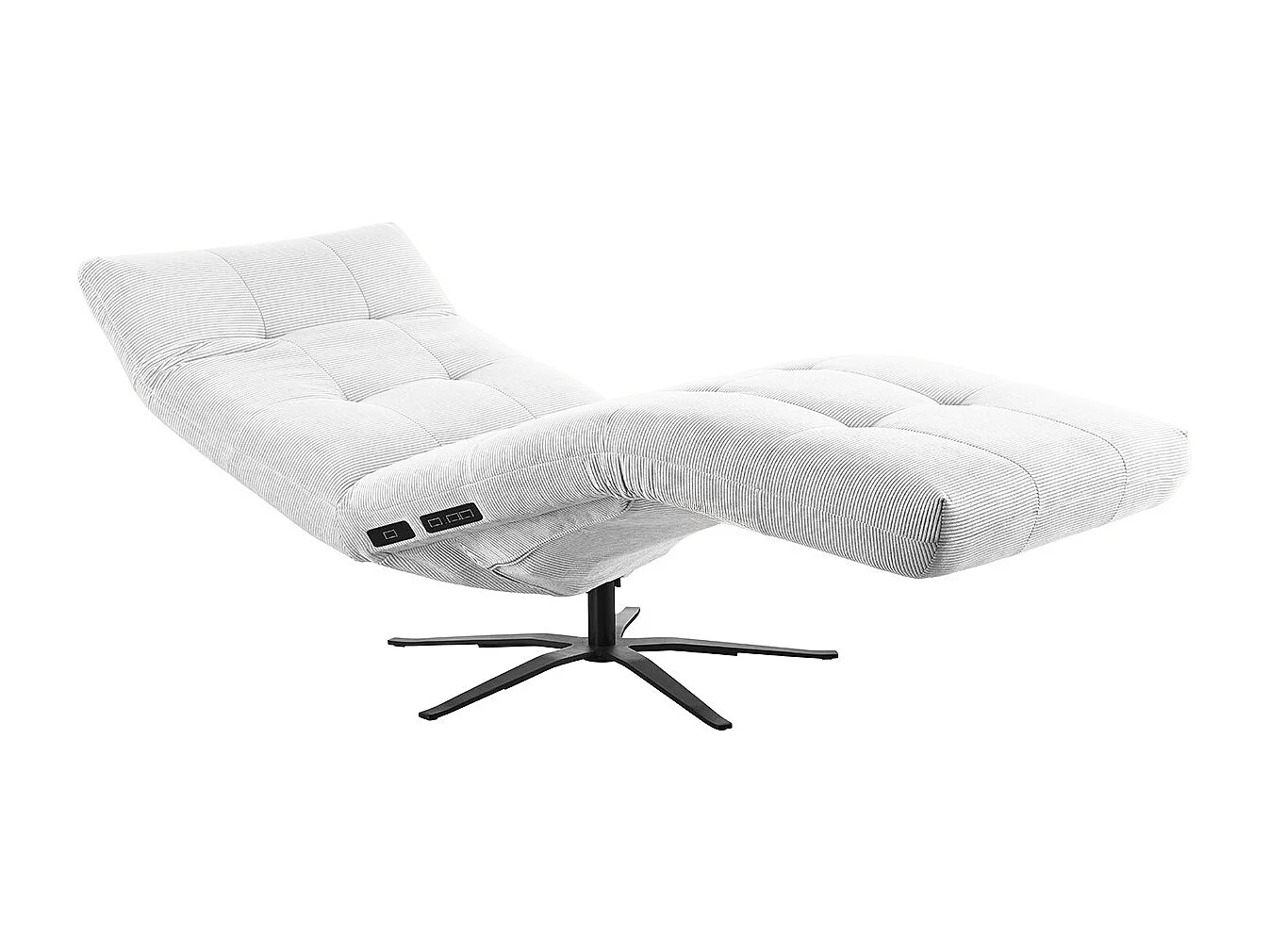 Chaise longue - blanc Velours côtelé - LETICIA