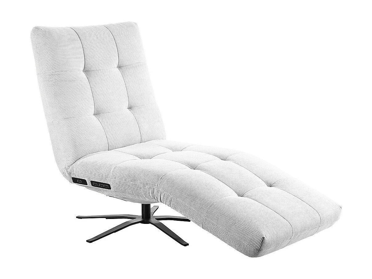 Chaise longue - blanc Velours côtelé - LETICIA