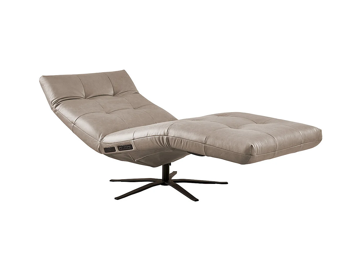 Chaise longue - Gris cuir - LETICIA