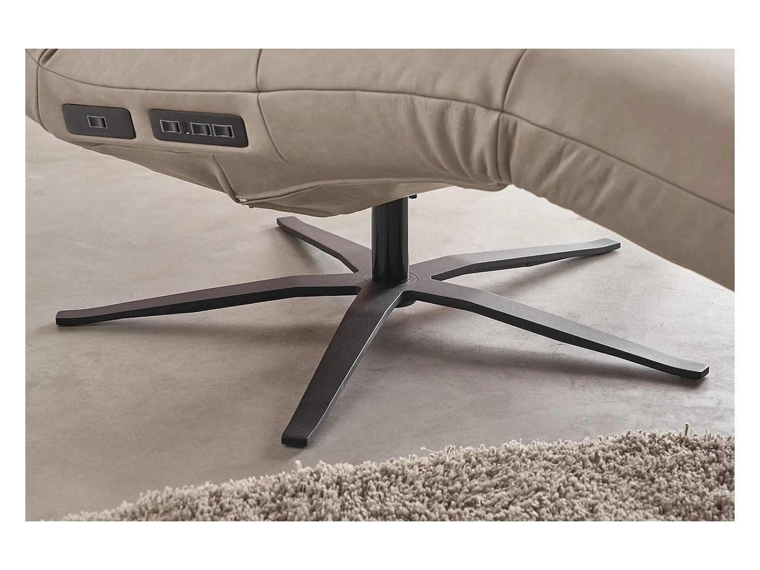 Chaise longue - Gris cuir - LETICIA