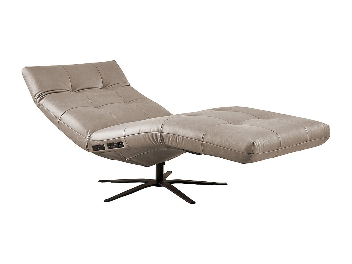 Chaise longue - Grigio pelle - LETICIA