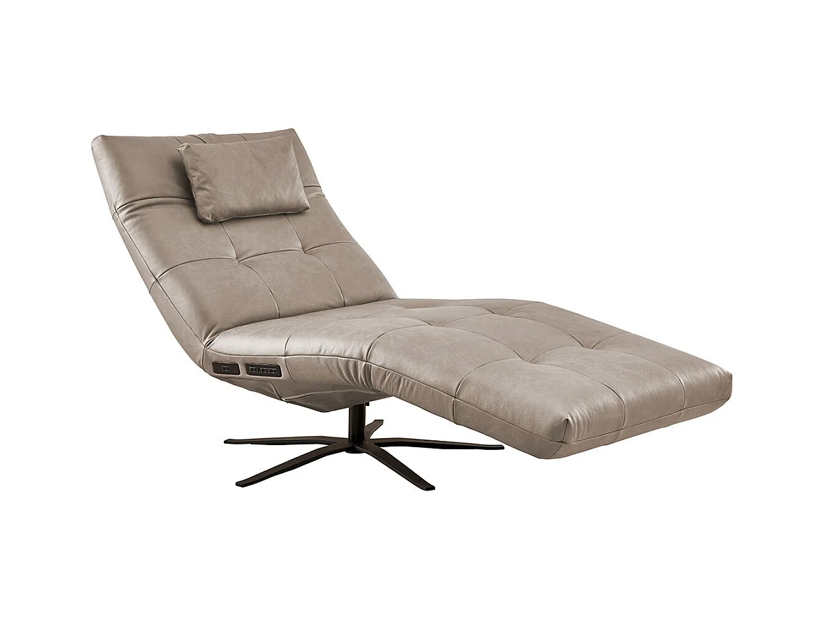 Chaise longue - Gris cuir - LETICIA