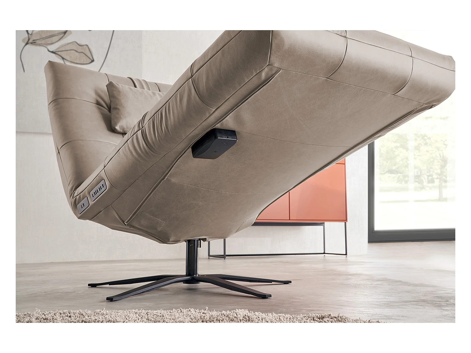 Chaise longue - Gris cuir - LETICIA