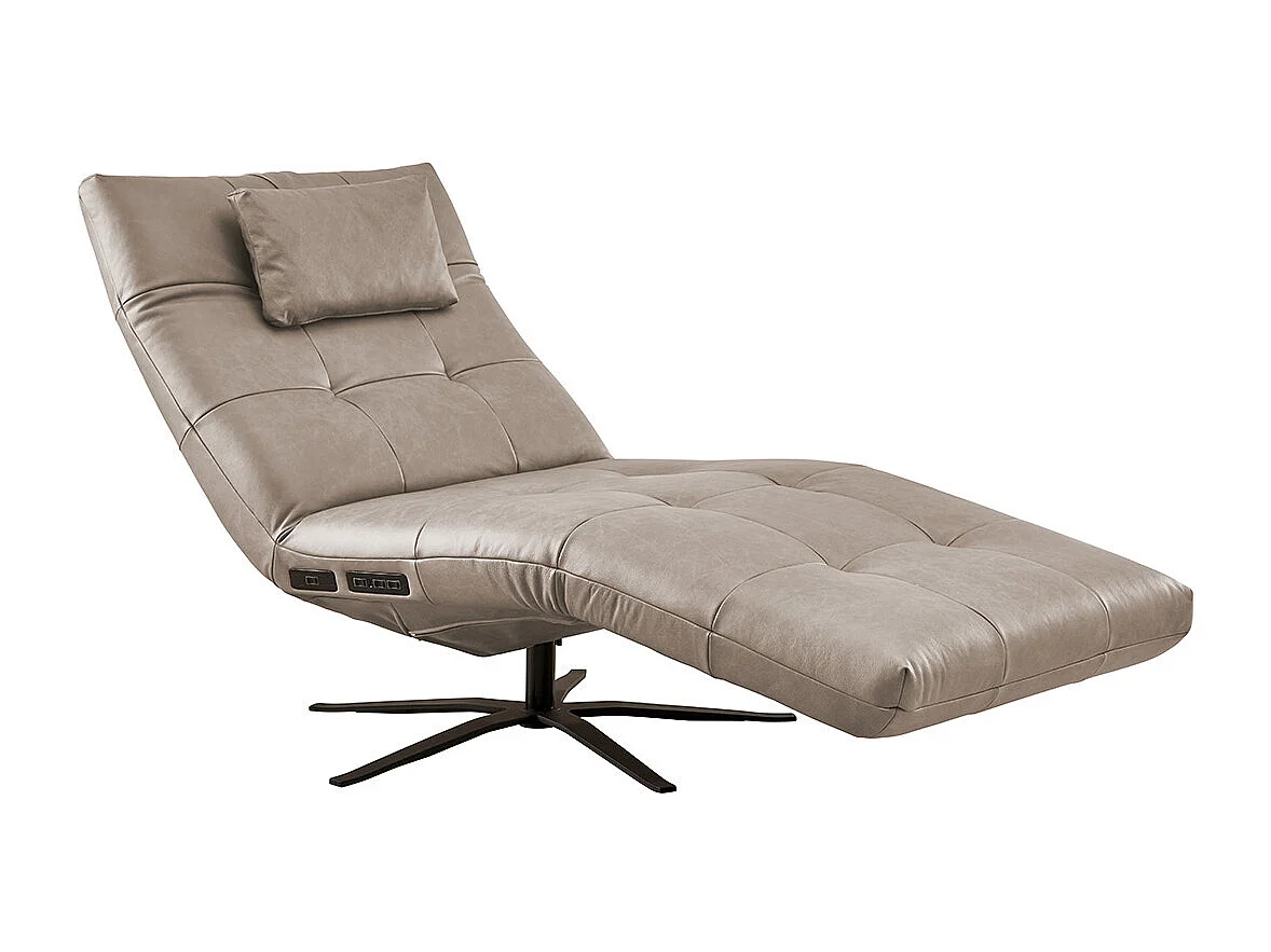 Relaxliege - Grau Leder - LETICIA