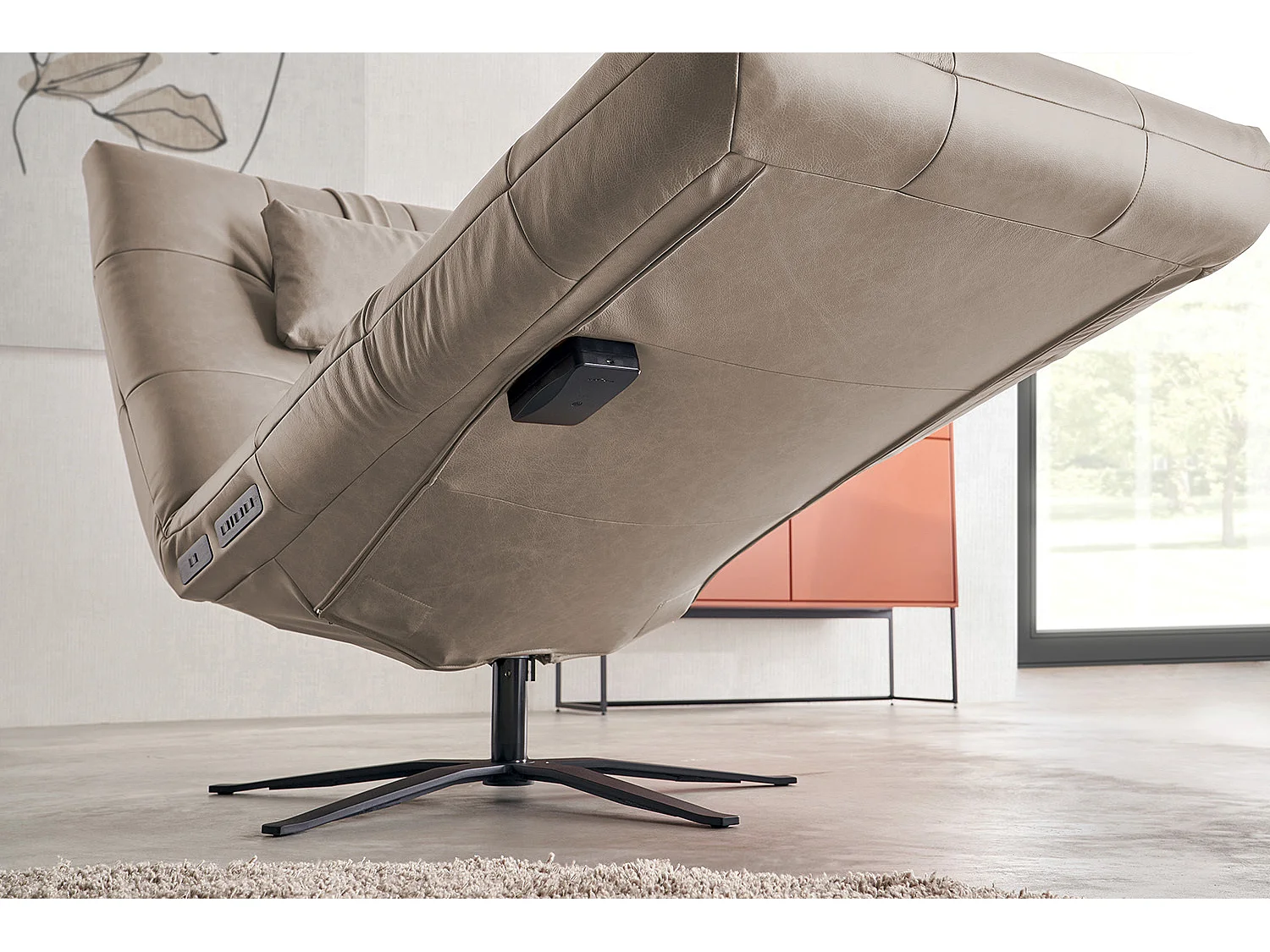 Relaxliege - Grau Leder - LETICIA