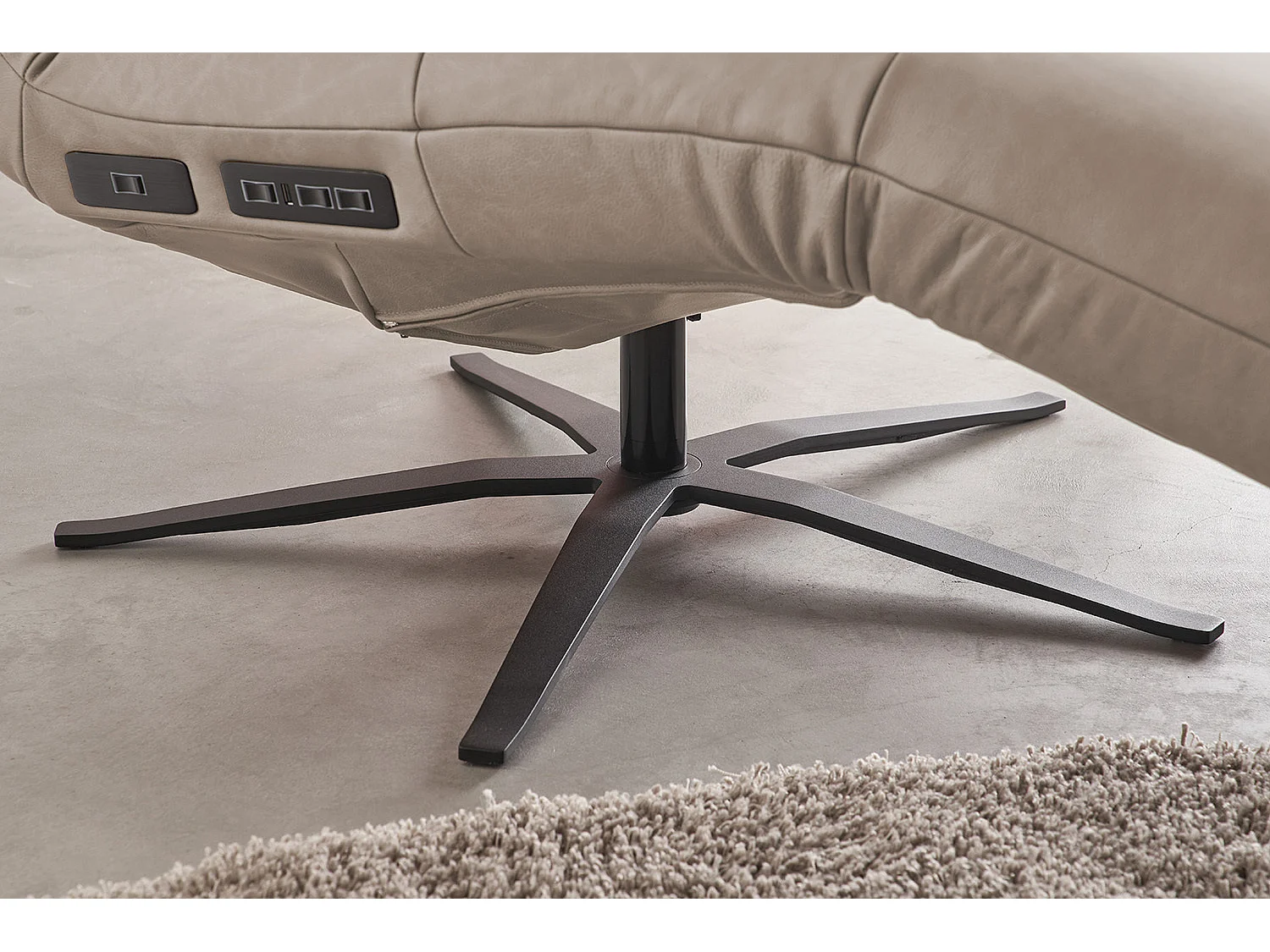 Chaise longue - Grigio pelle - LETICIA