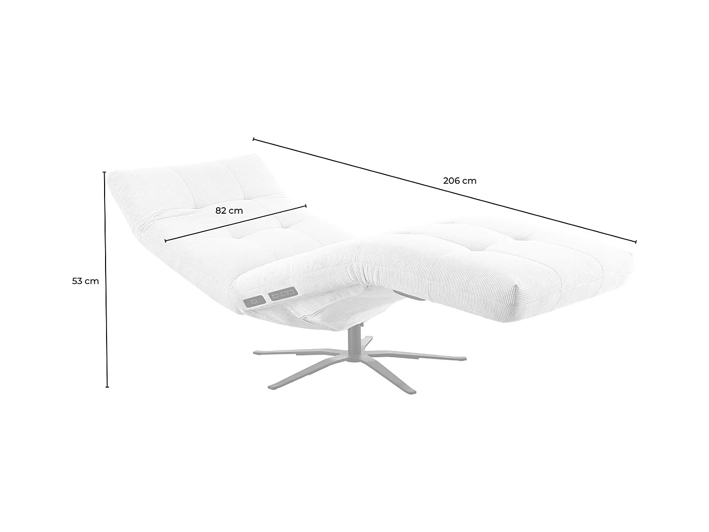 Chaise longue - blanc tissage plat - LETICIA