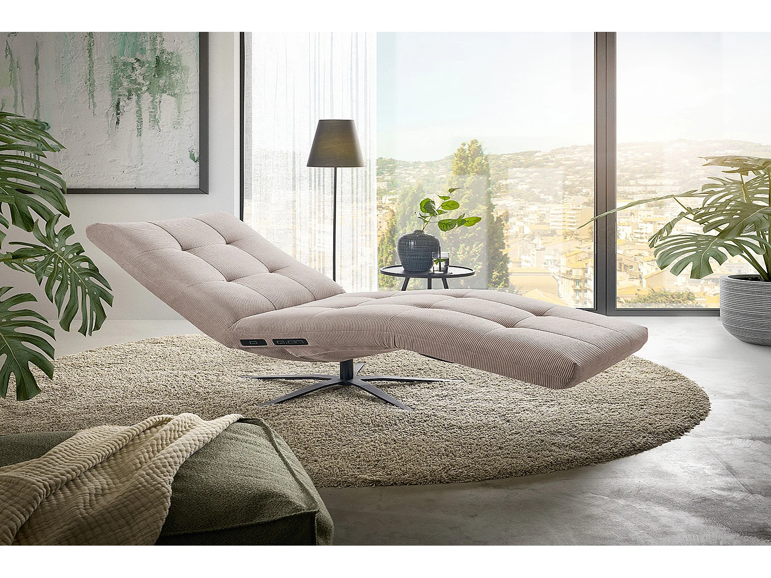 Chaise longue - beige Velluto a coste - LETICIA