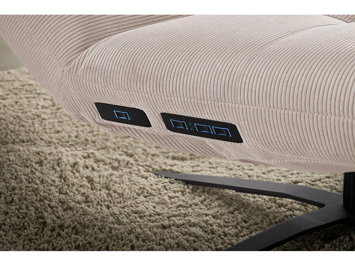 Chaise longue - beige Velluto a coste - LETICIA