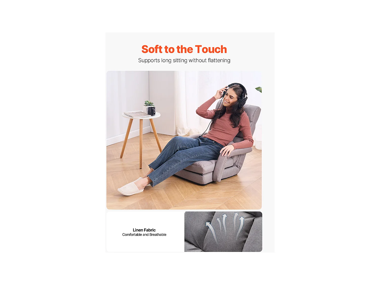 Sedia da Terra SucceBuy Sedia da Terra - 5 Posizioni Regolabili, Braccioli - Sedia da Gaming da Terra, Ideale come Divano Letto con Cuscino per lo Schienale