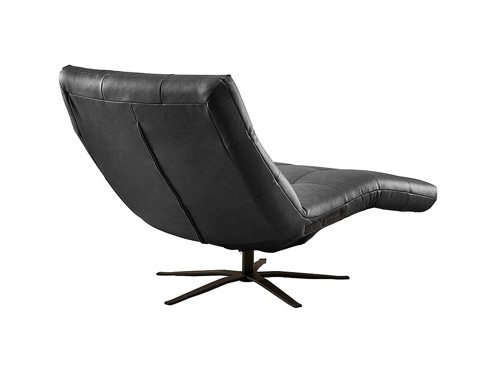 Chaise longue - Noir cuir - LETICIA