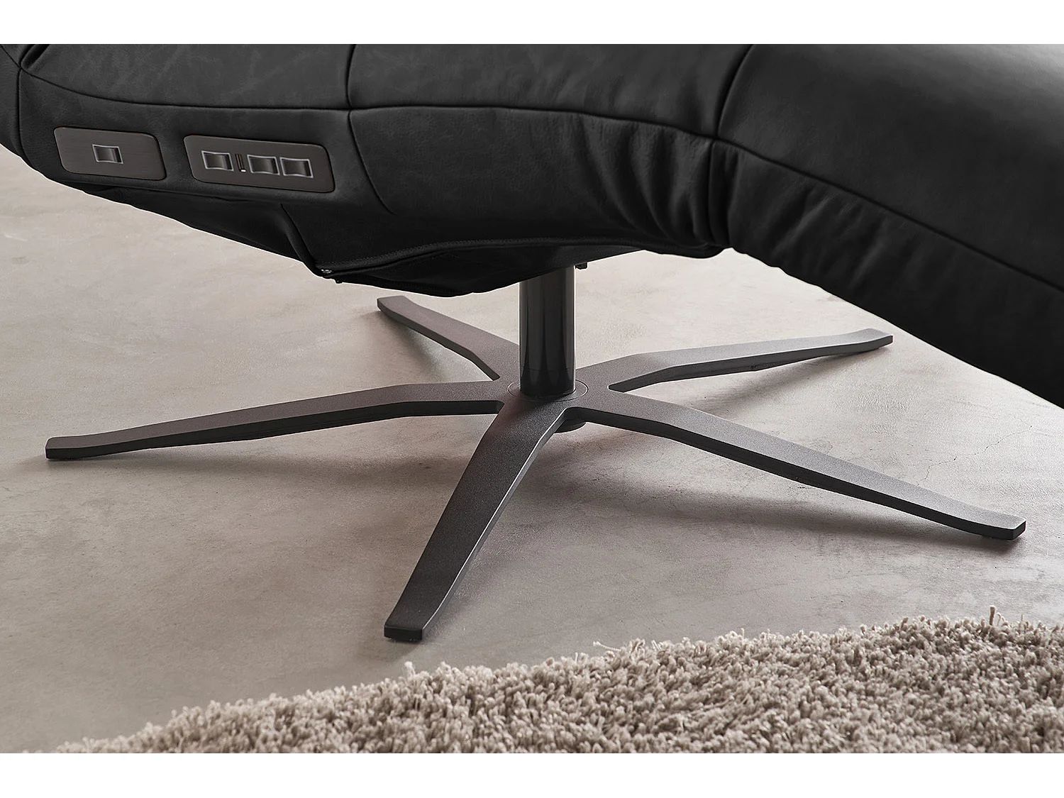 Chaise longue - Noir cuir - LETICIA