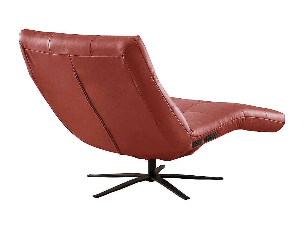 Chaise longue - Rouge cuir - LETICIA