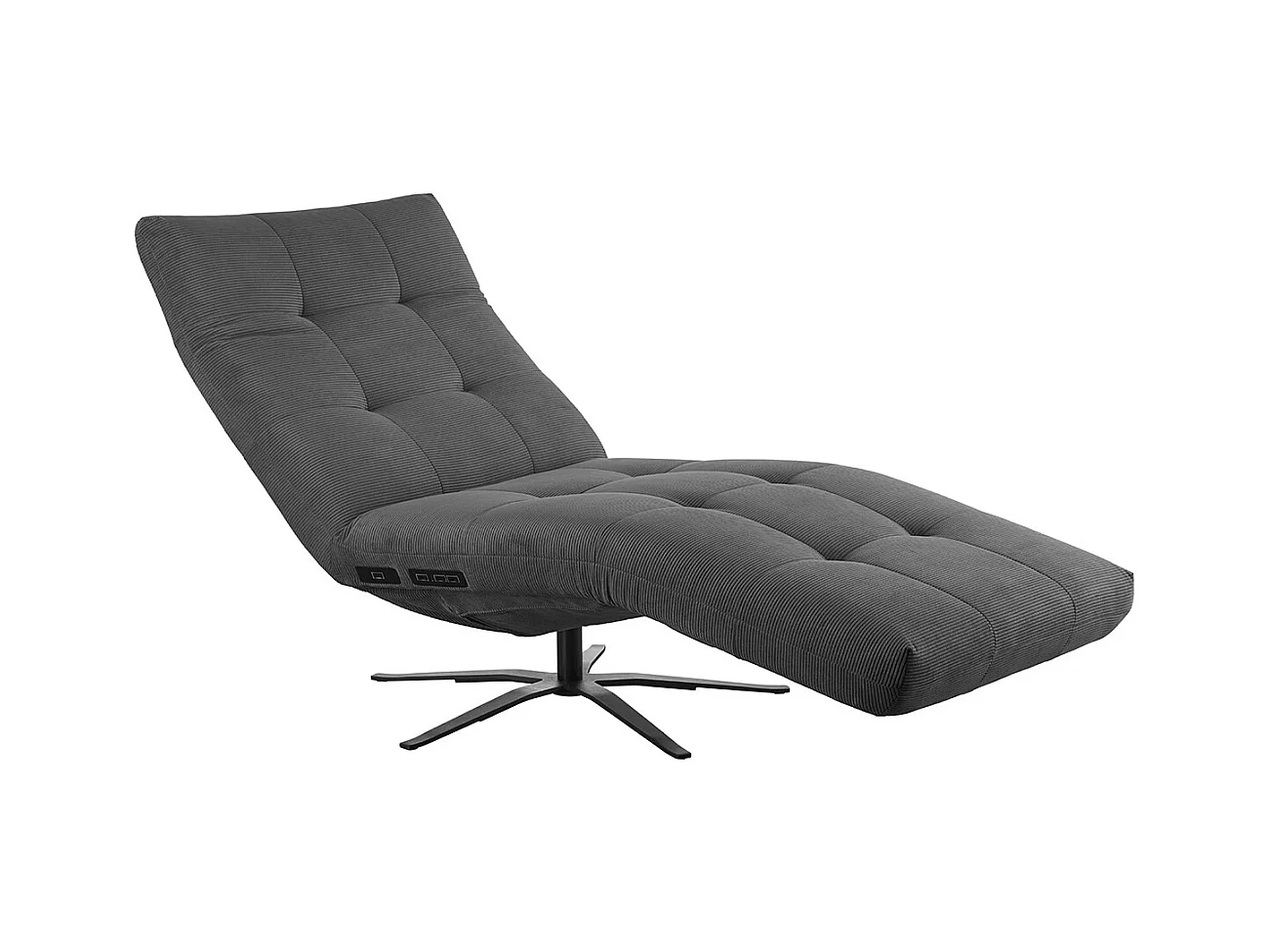 Chaise longue - anthracite Velours côtelé - LETICIA
