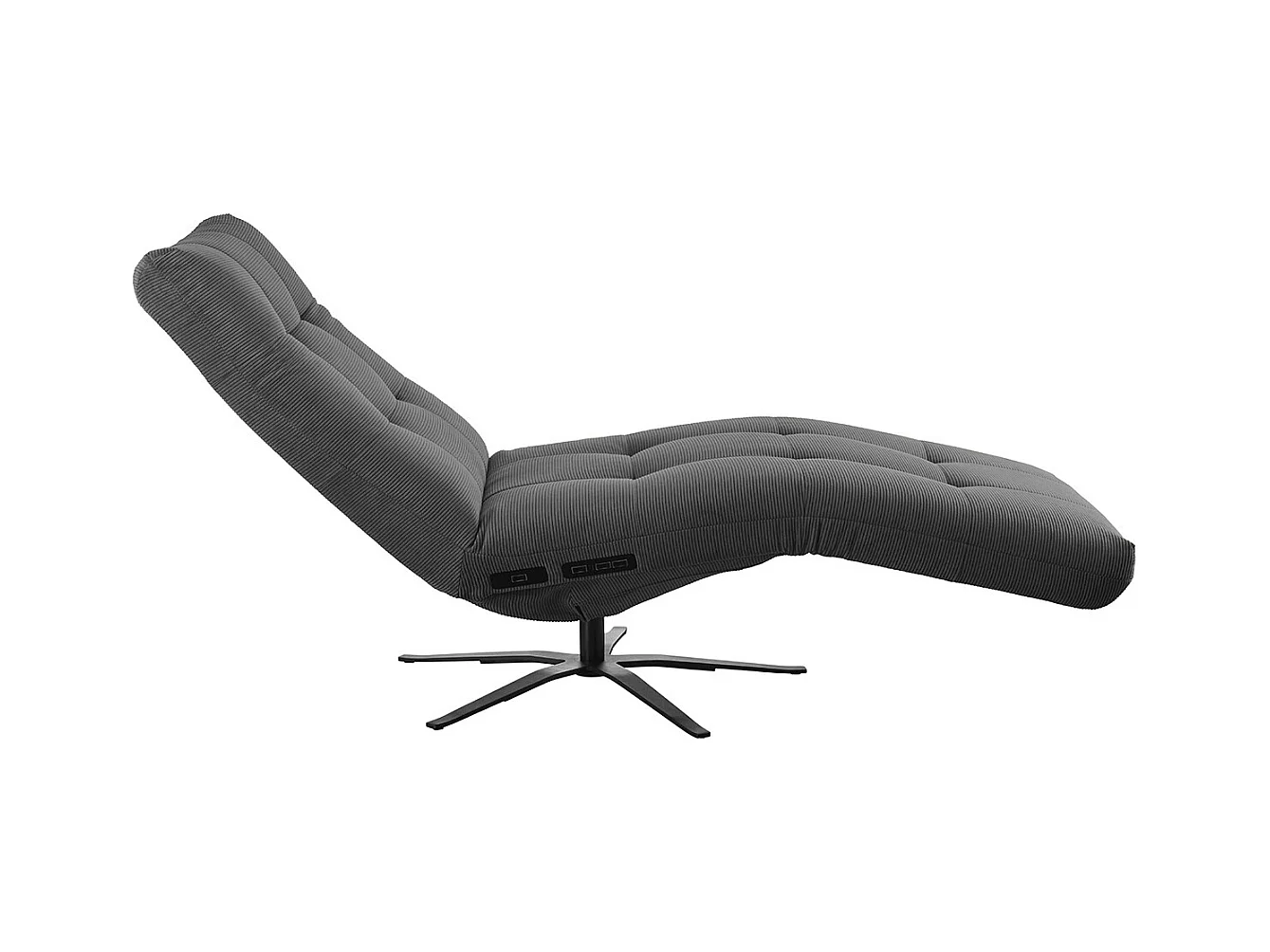 Chaise longue - anthracite Velours côtelé - LETICIA