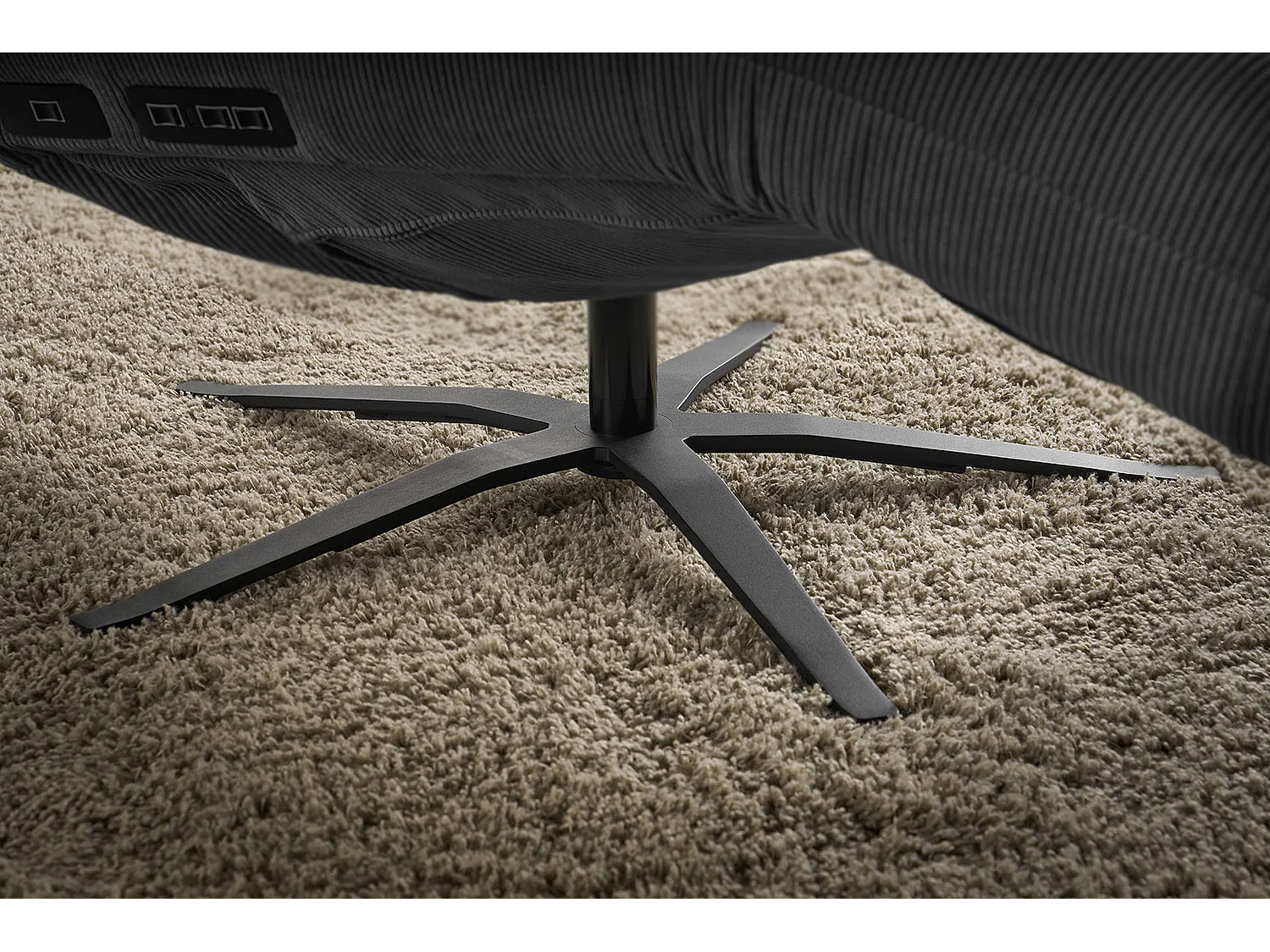 Chaise longue - anthracite Velours côtelé - LETICIA