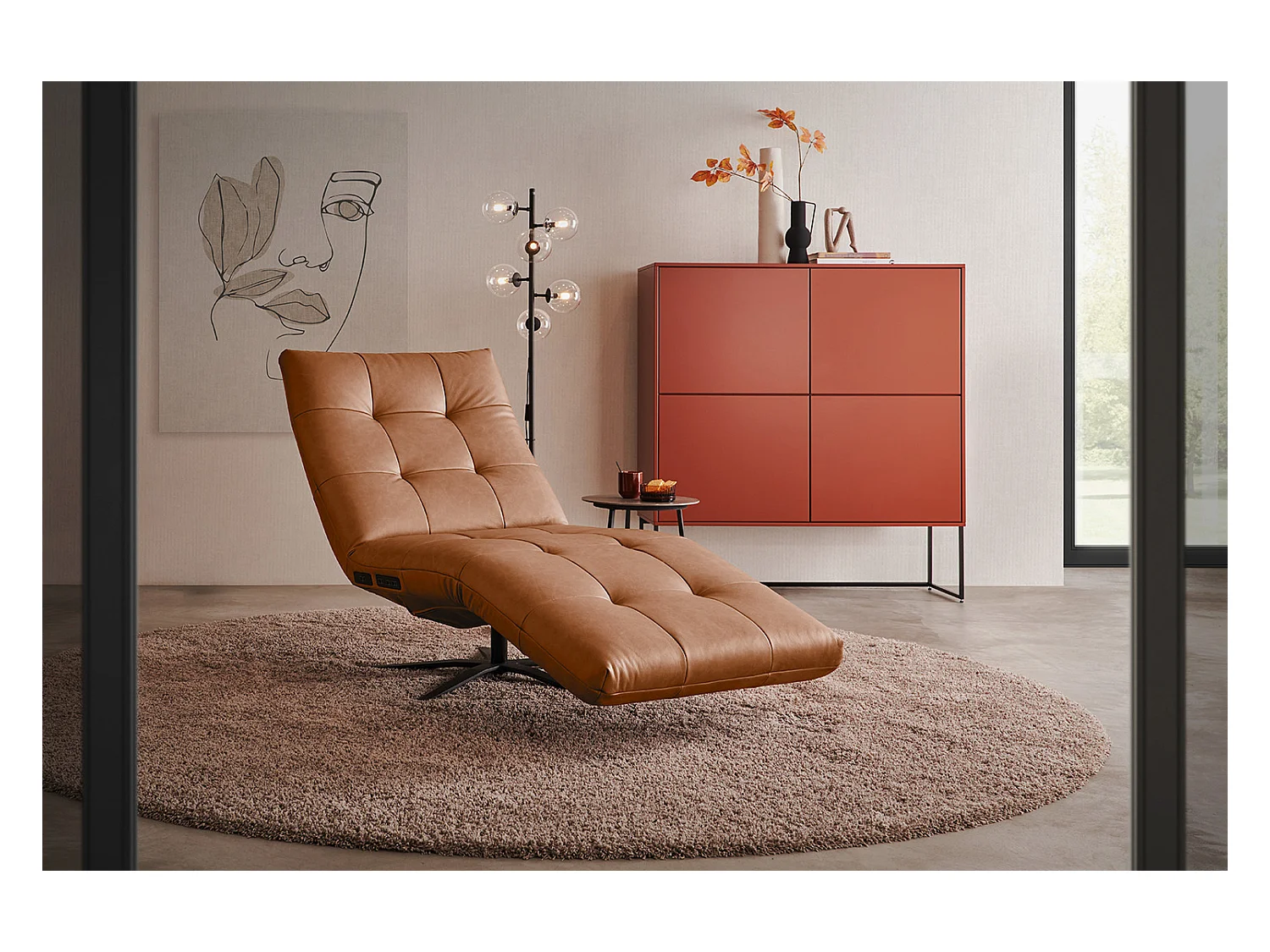 Chaise longue - marron cuir - LETICIA