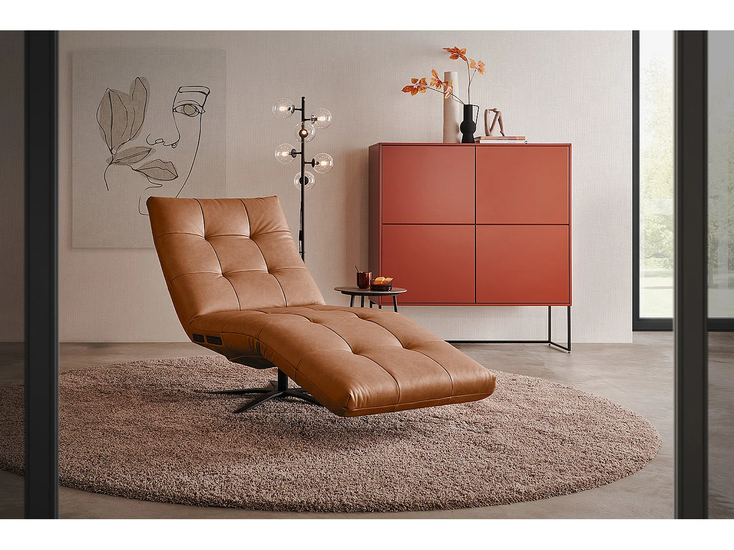 Chaise longue - marrone pelle - LETICIA