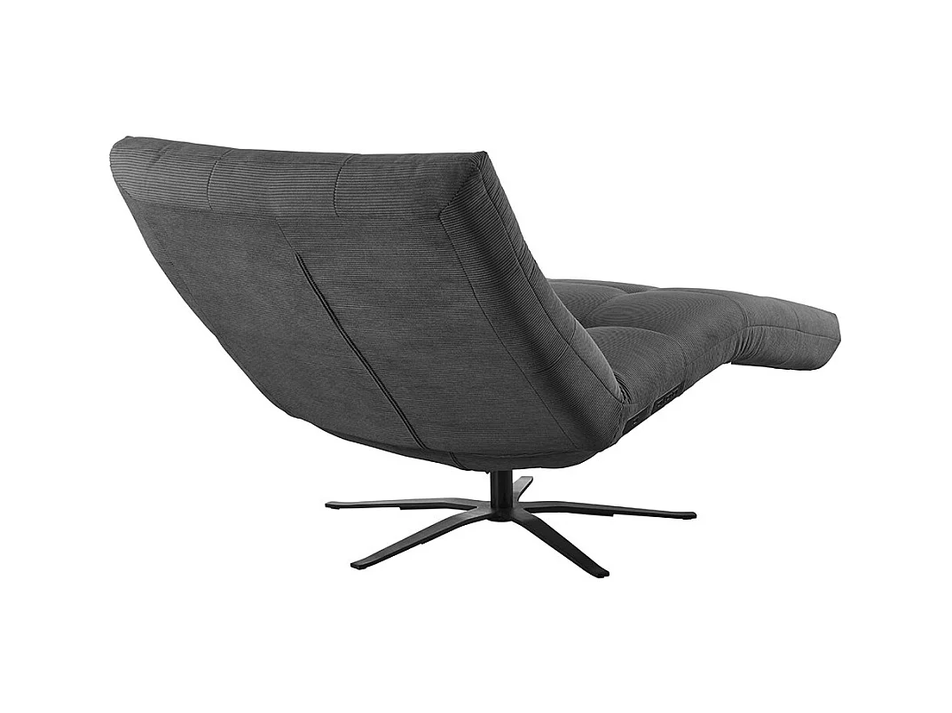 Chaise longue - anthracite Velours côtelé - LETICIA