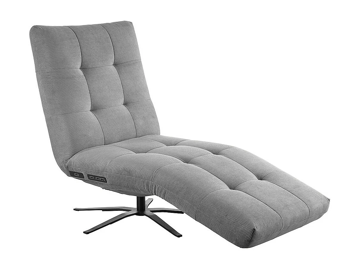 Chaise longue - Gris Velours côtelé - LETICIA