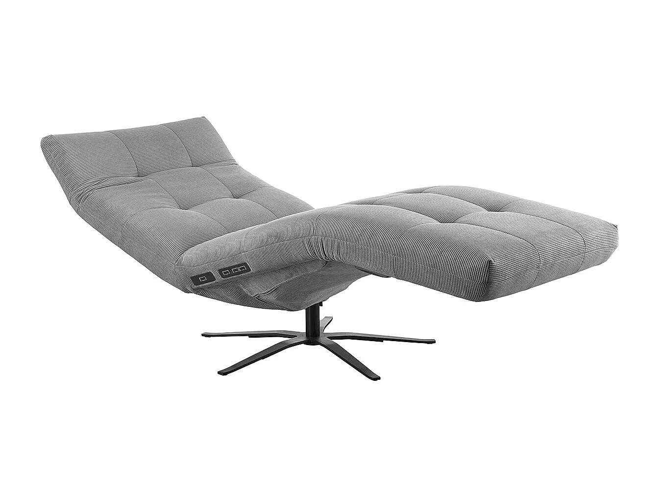 Chaise longue - Gris Velours côtelé - LETICIA