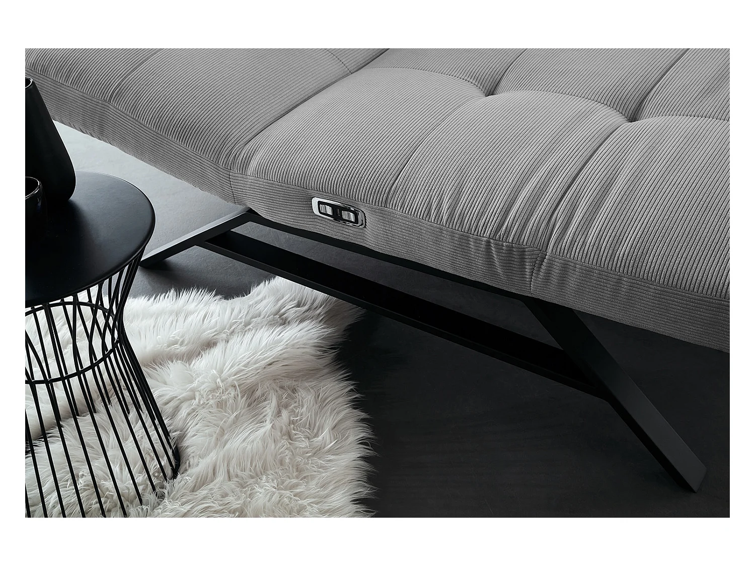 Chaise longue - Gris Velours côtelé - AMERIVA