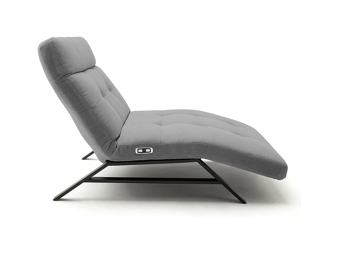 Chaise longue - Gris Velours côtelé - AMERIVA