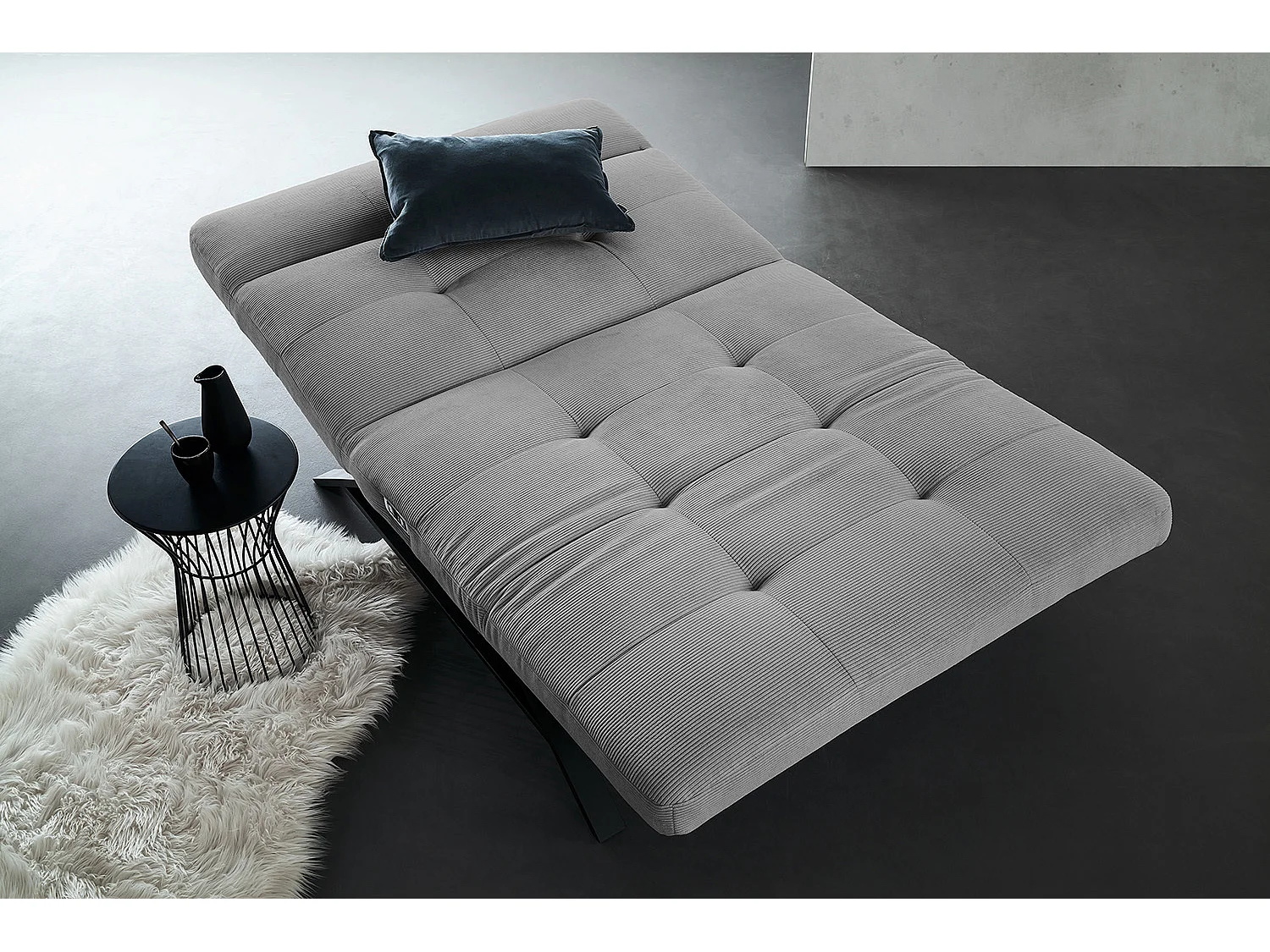 Chaise longue - Gris Velours côtelé - AMERIVA