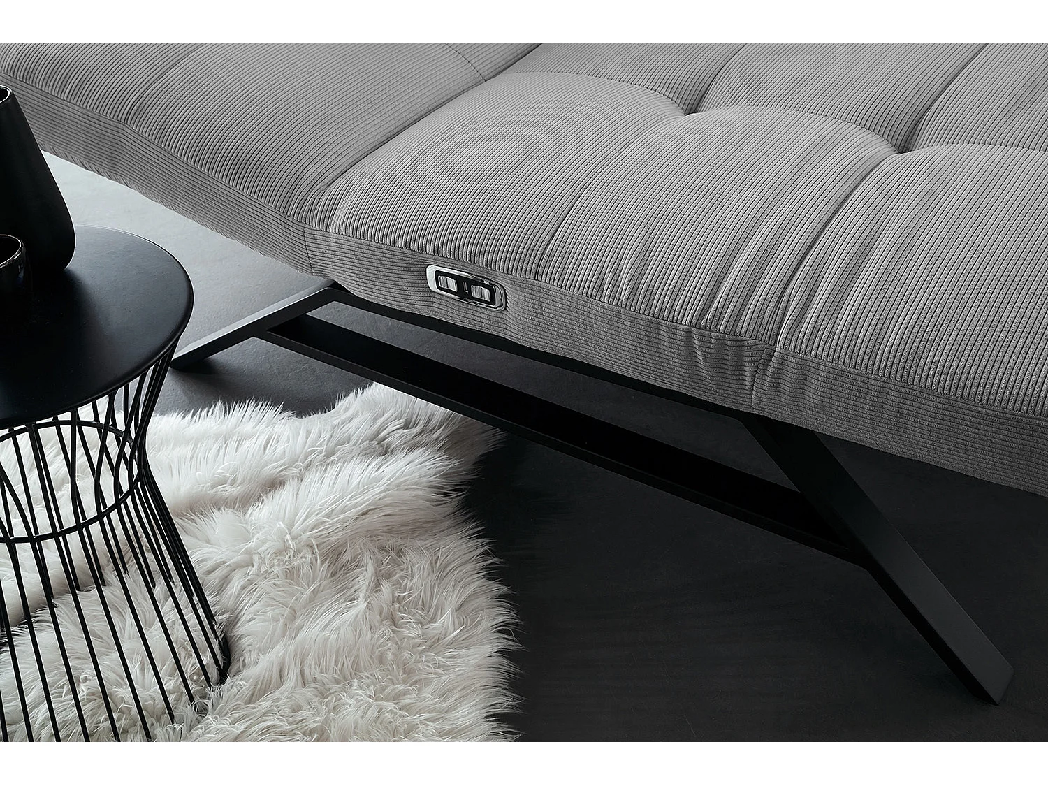 Chaise longue - Gris Velours côtelé - AMERIVA