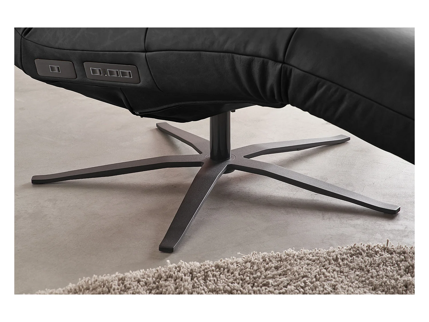 Chaise longue - Noir cuir - LETICIA