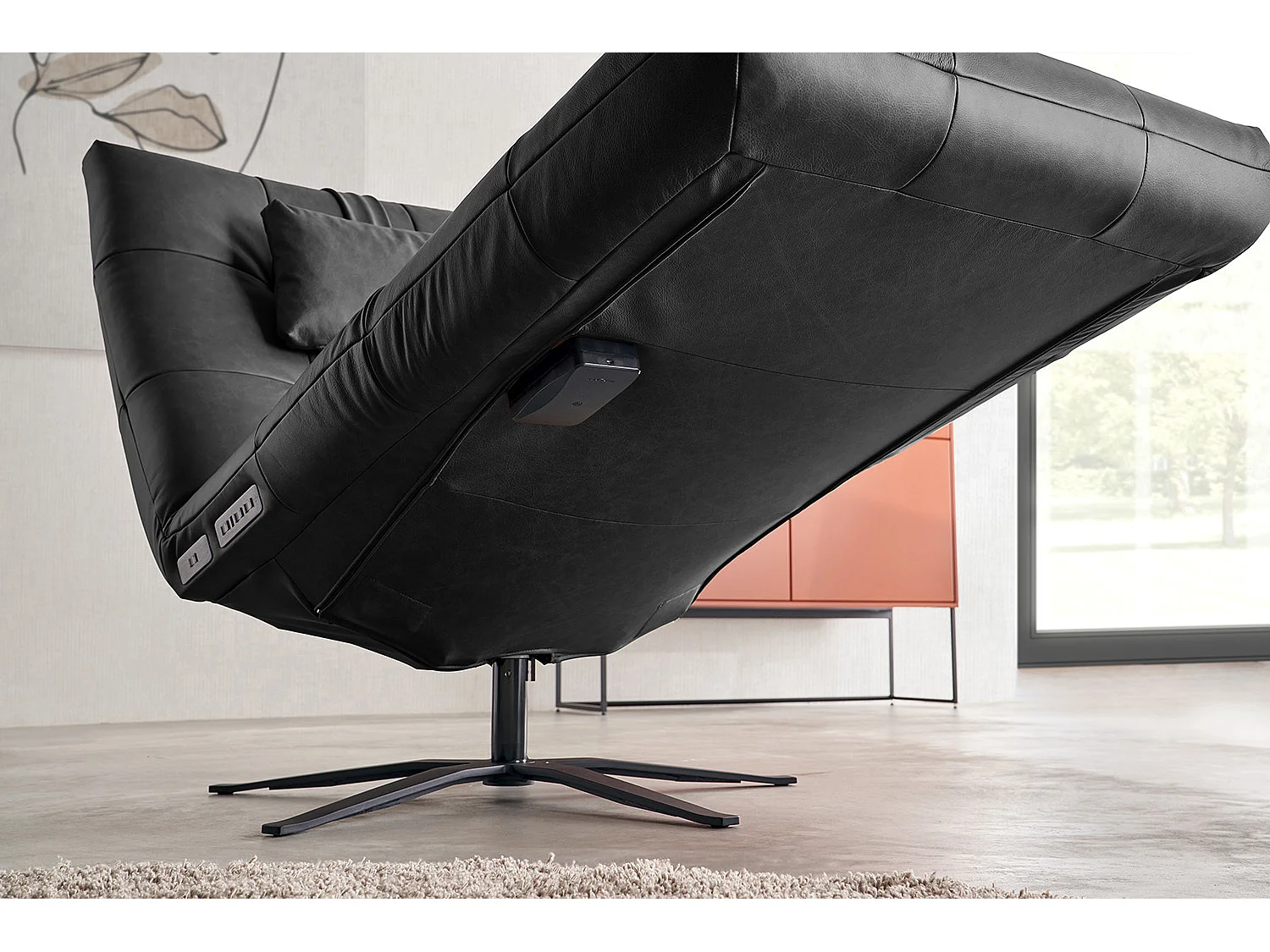Chaise longue - Nero pelle - LETICIA