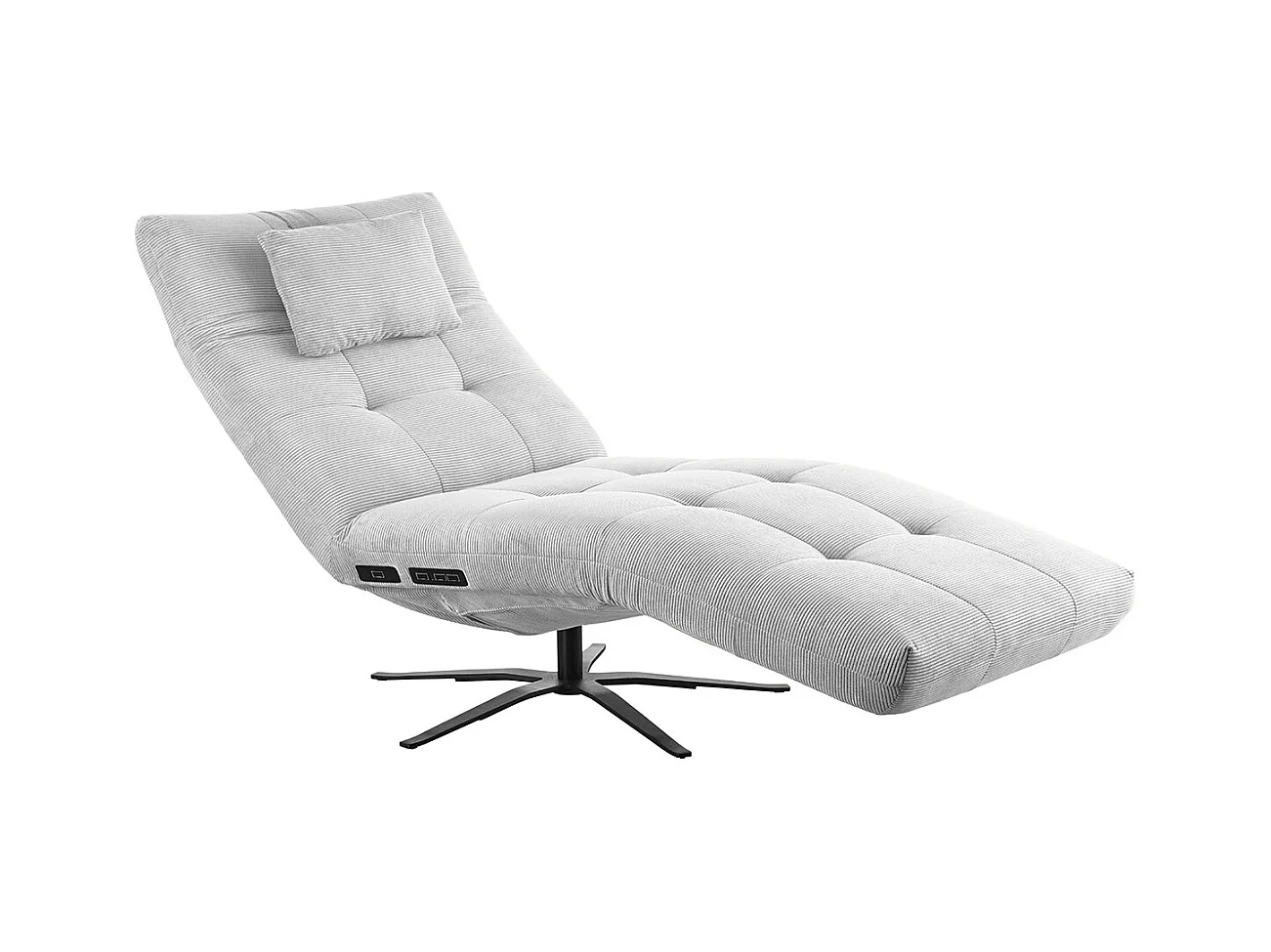 Chaise longue - argent Velours côtelé - LETICIA