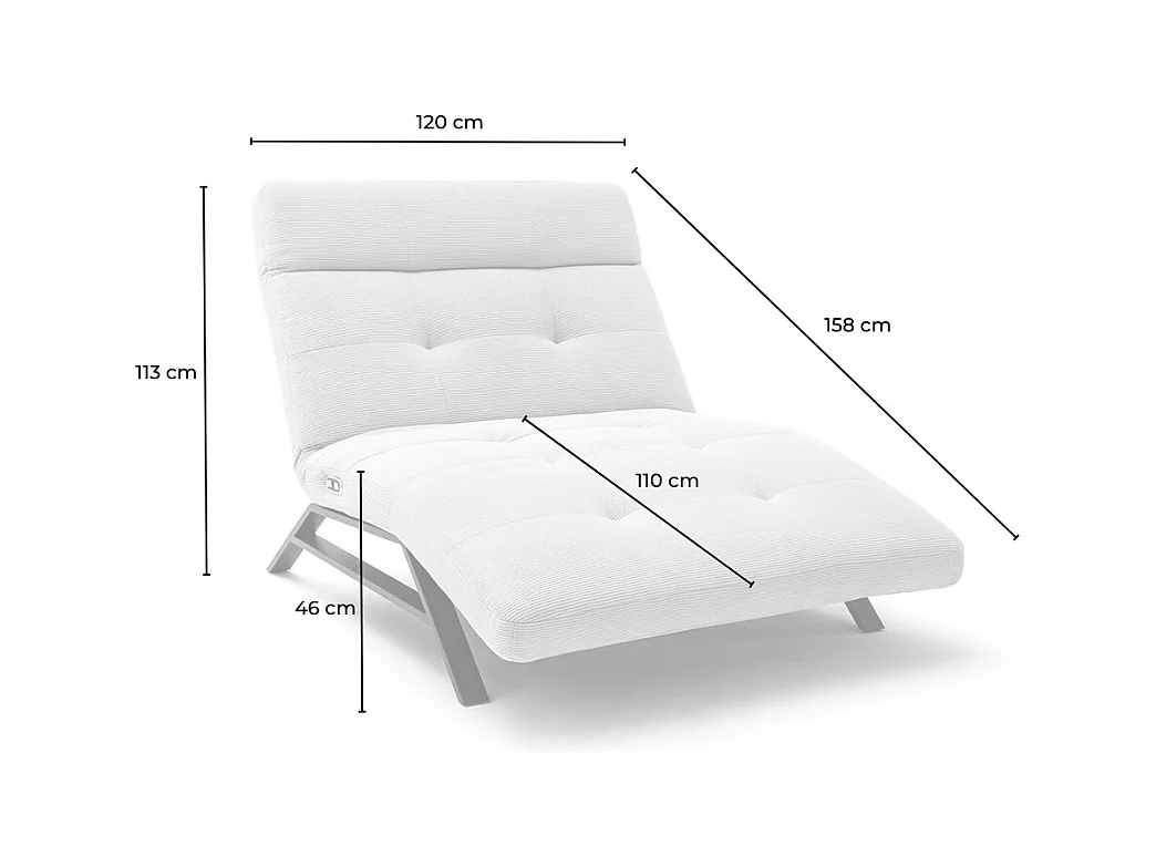 Chaise longue - vert émeraude Velours côtelé - AMERIVA