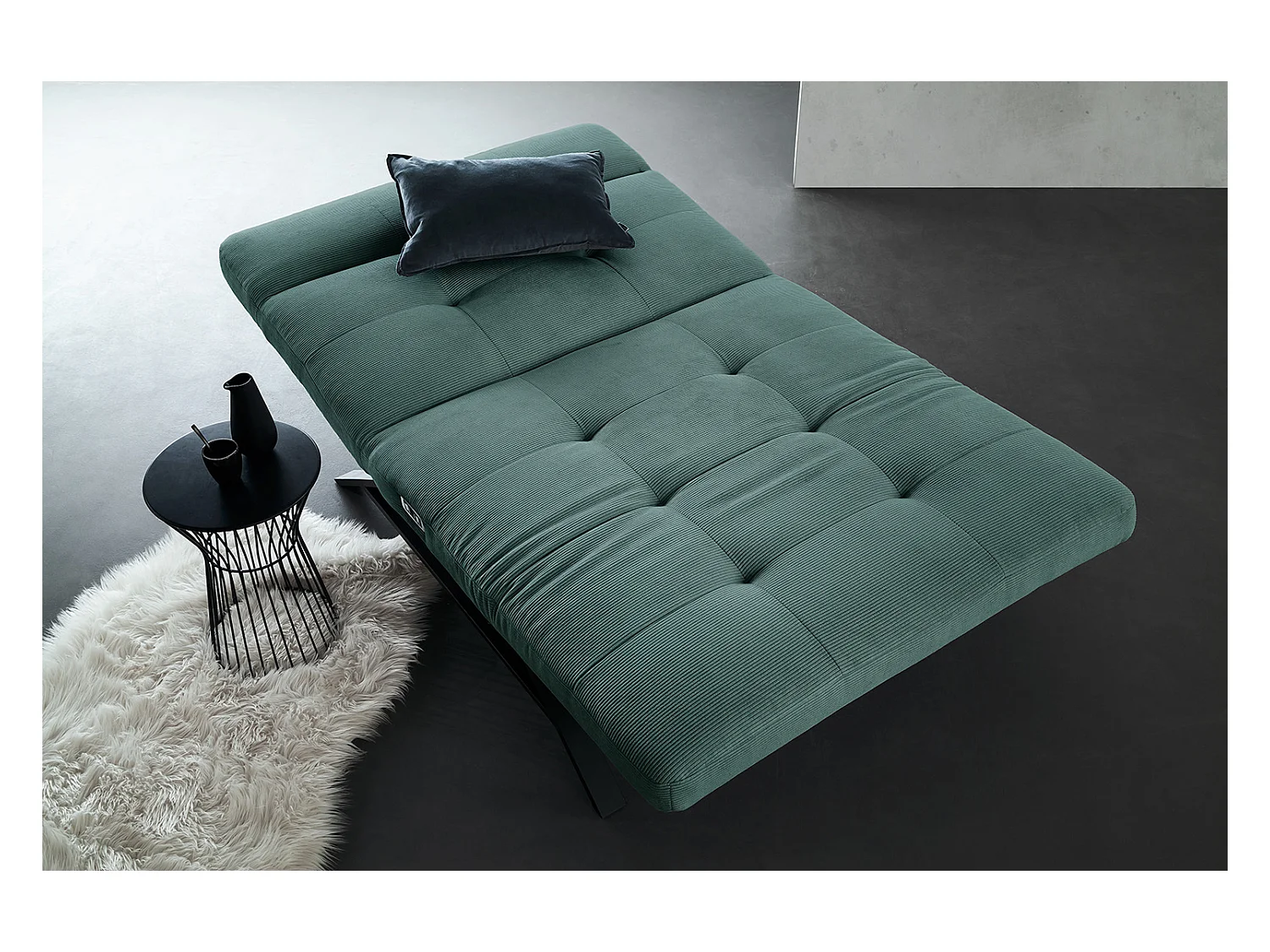 Chaise longue - vert émeraude Velours côtelé - AMERIVA