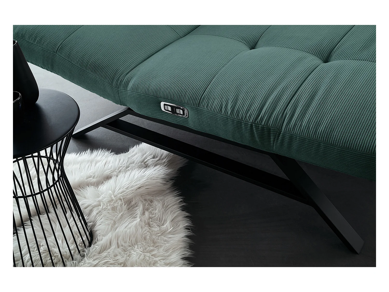 Chaise longue - vert émeraude Velours côtelé - AMERIVA