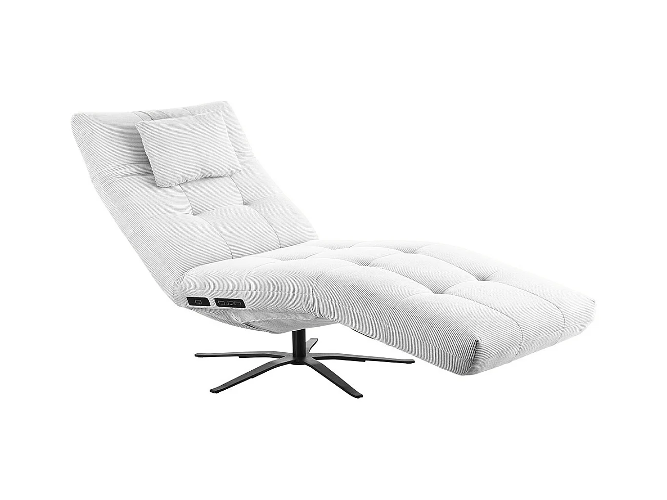 Chaise longue - blanc Velours côtelé - LETICIA