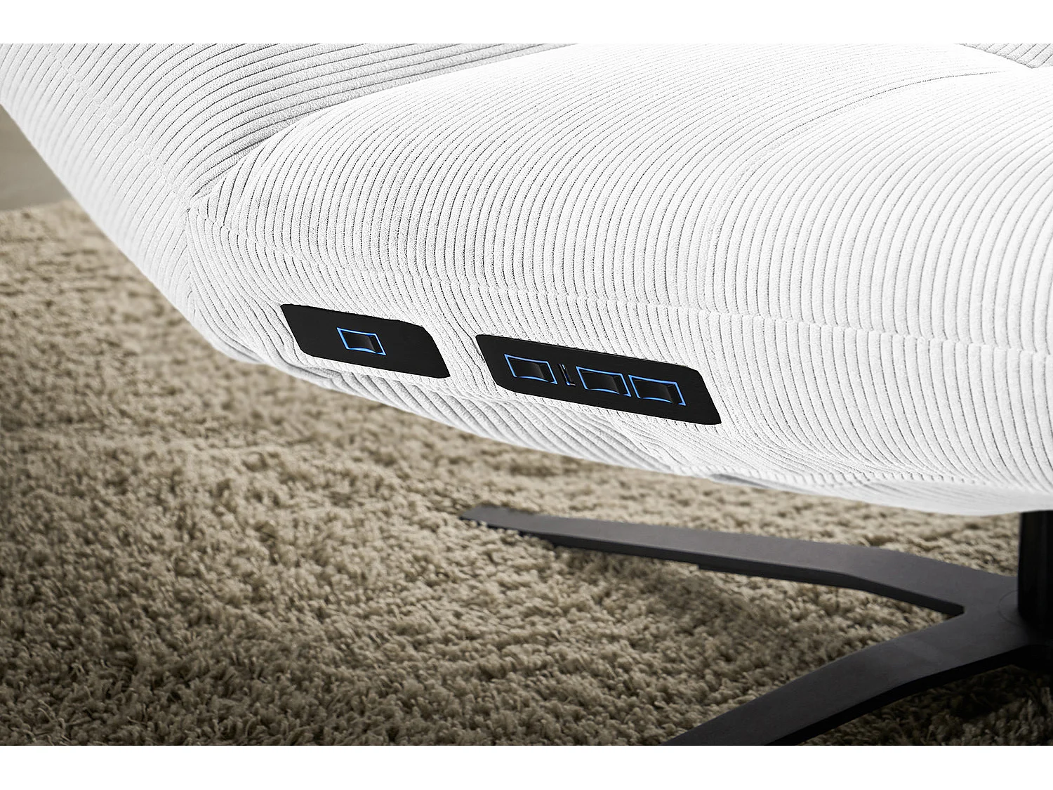 Chaise longue - blanc Velours côtelé - LETICIA