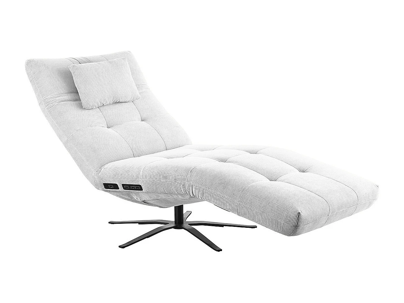 Chaise longue - blanc Velours côtelé - LETICIA