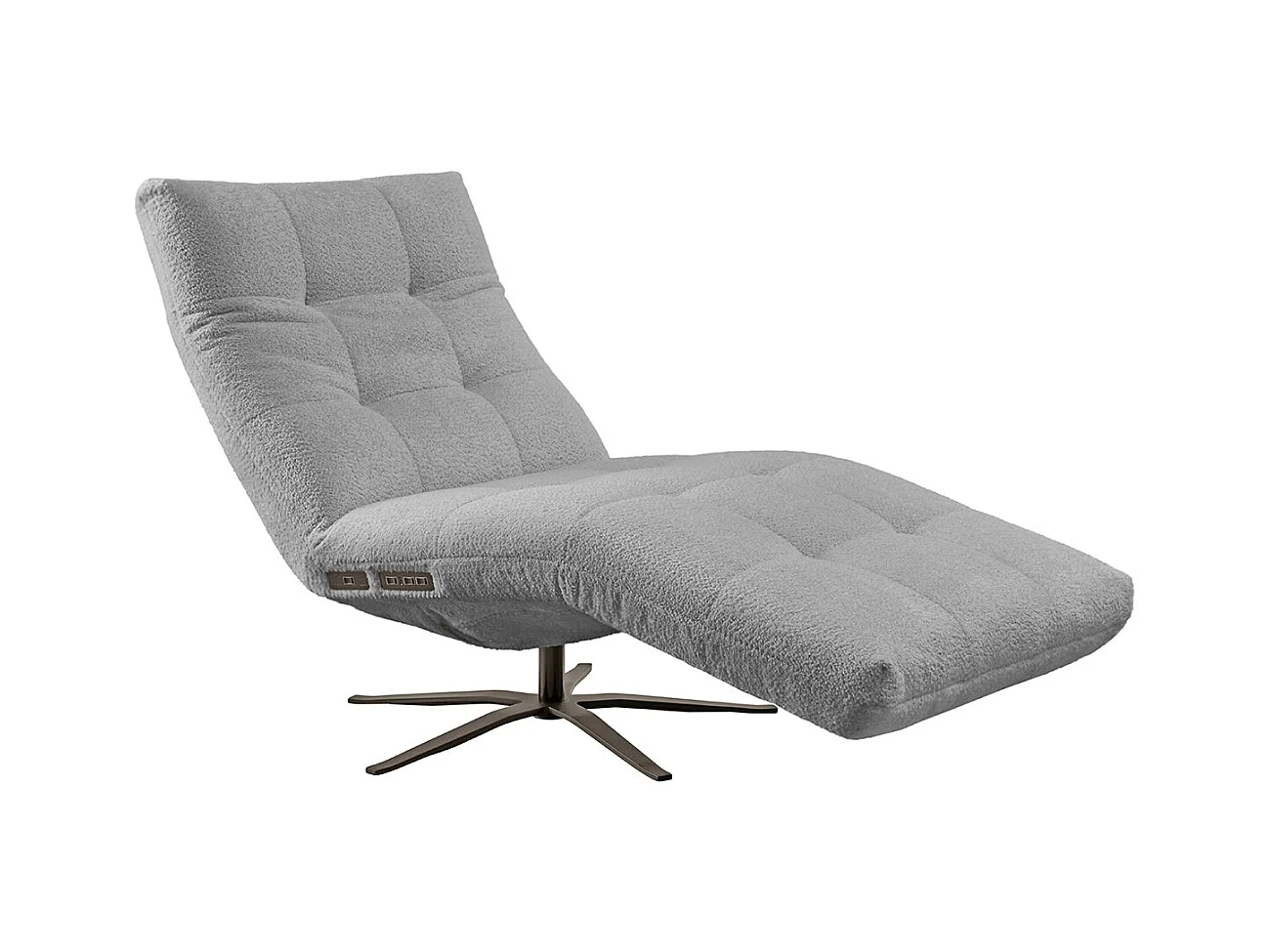 Chaise longue - Gris tissage plat - LETICIA